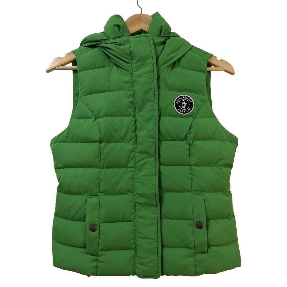 Abercrombie &‎ Fitch Womens Puffer Vest Size M Kelly Green Preppy Y2K Schoolgirl
